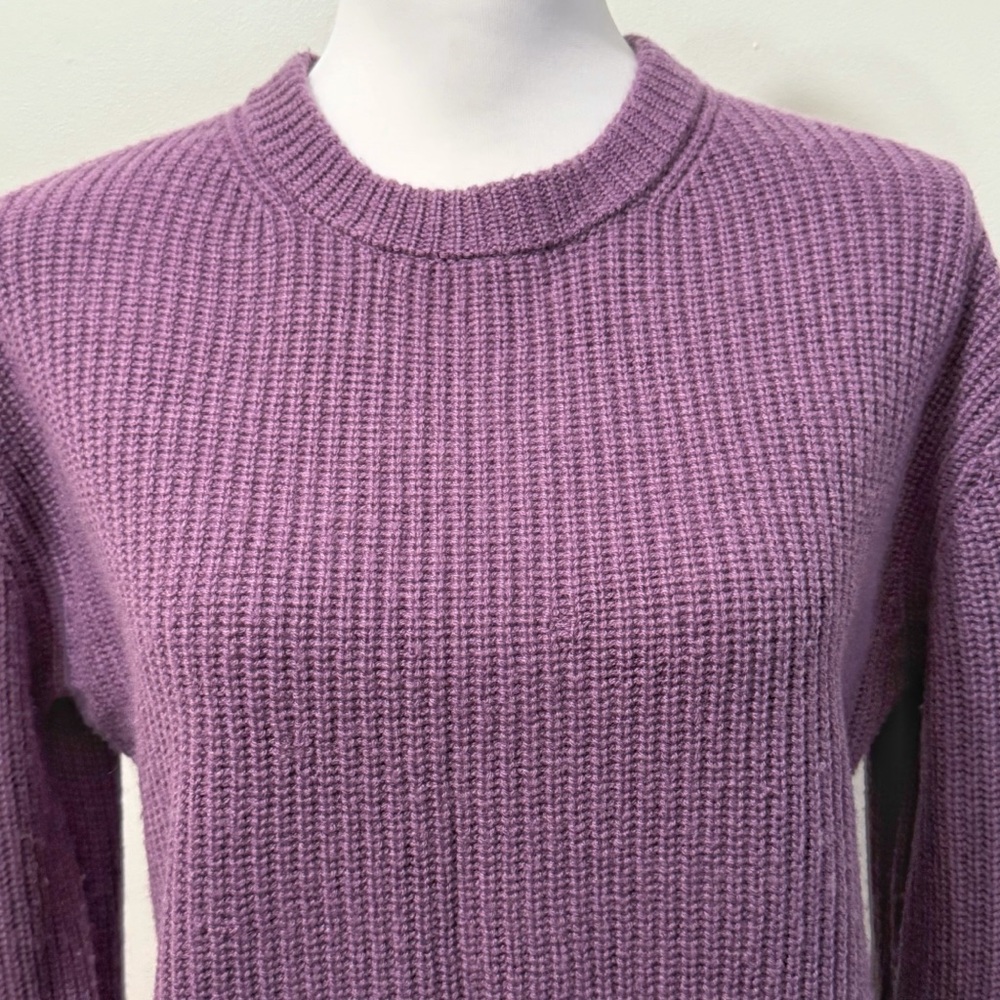 RAVELLA purple Lombardia Cashmere Fisherman ribbed crewneck Sweater - Picture 4 of 12